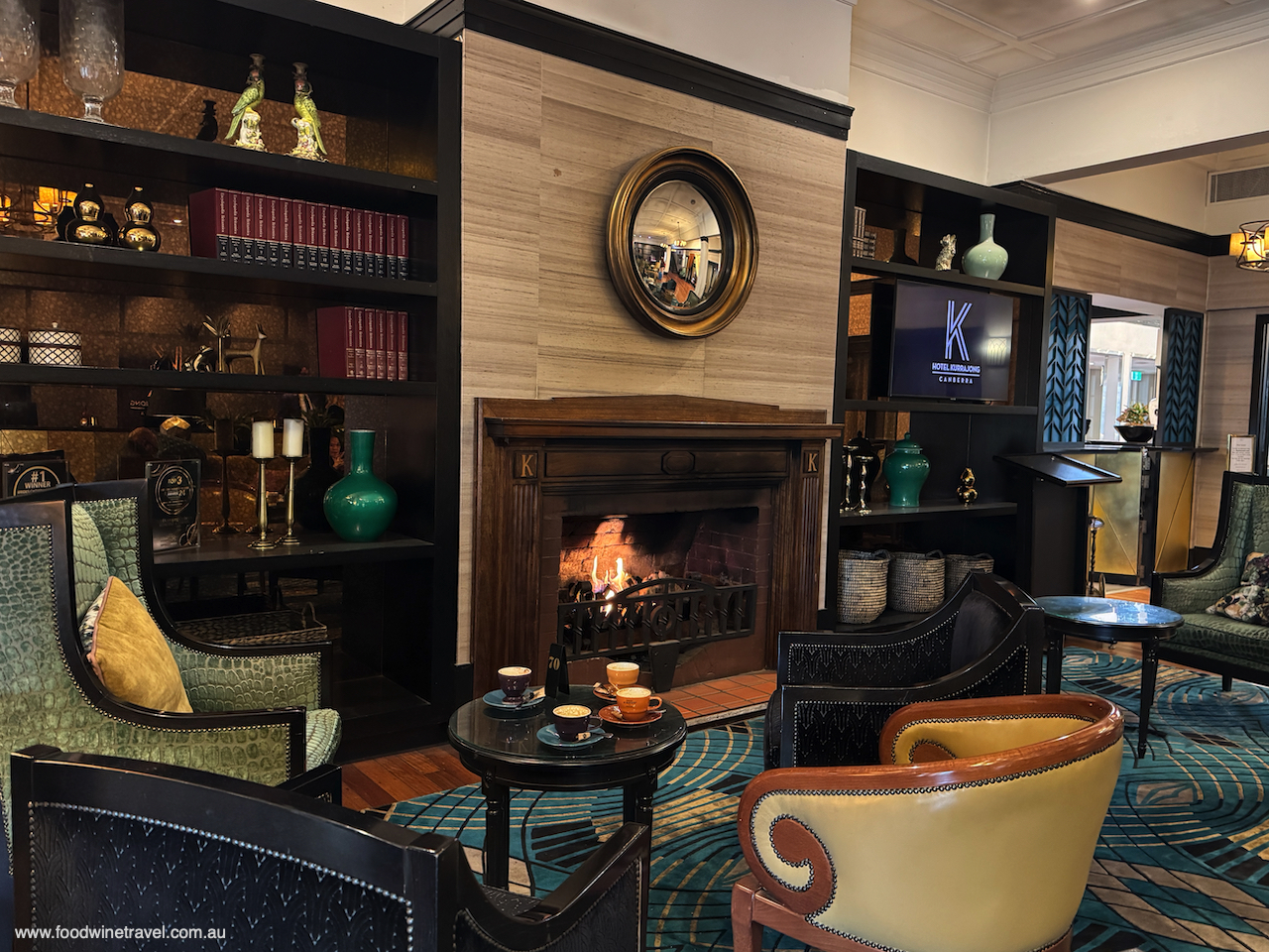 A crackling fire in the hotel foyer welcomes on a wintry evening.