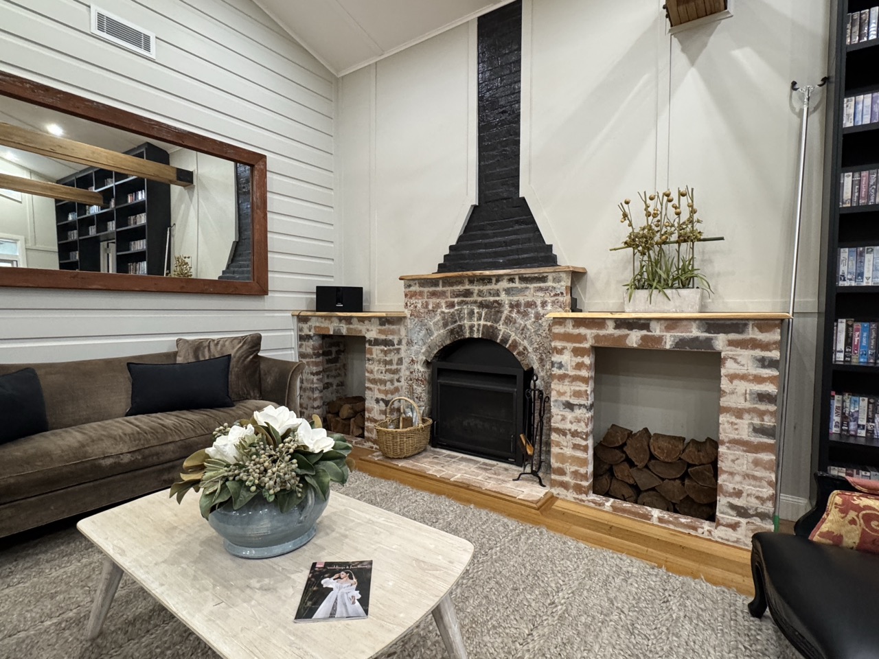 An open fireplace in the Lodge provides a cosy ambience.