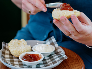 Bendigo Tram Café scones with jam and cream