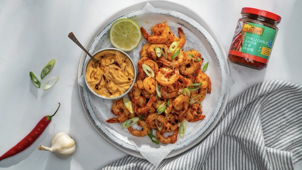 Chilli Garlic Prawns Recipe made with Lee Kum Kee products