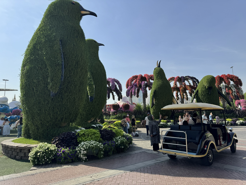 Where would a garden in the desert be without a penguin or two?