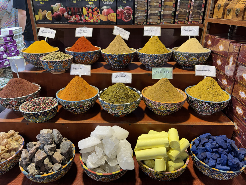 The colours and aromas of the Dubai spice souk are intoxicating.