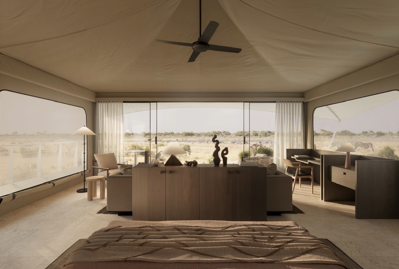 A render of one of the luxury tents at Safari Lodge, due to open in April.