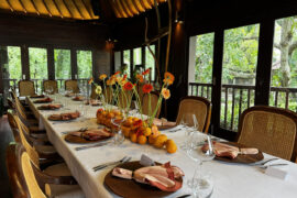 Makepeace Island. The Balinese-style dining pavilion is perfect for a long-table lunch.