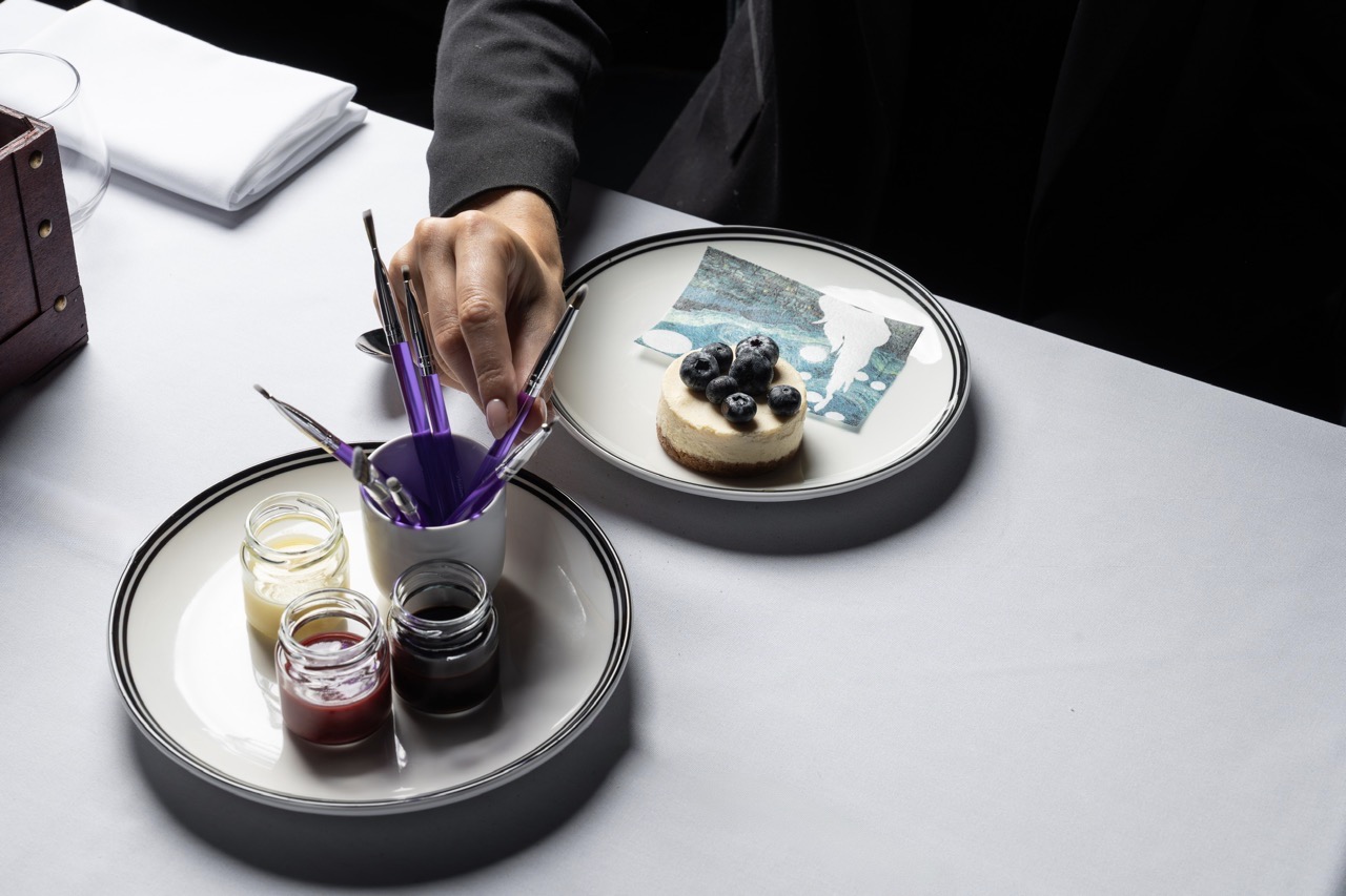 Sofitel Brisbane Central 7 Paintings dinner Blueberry Cheesecake