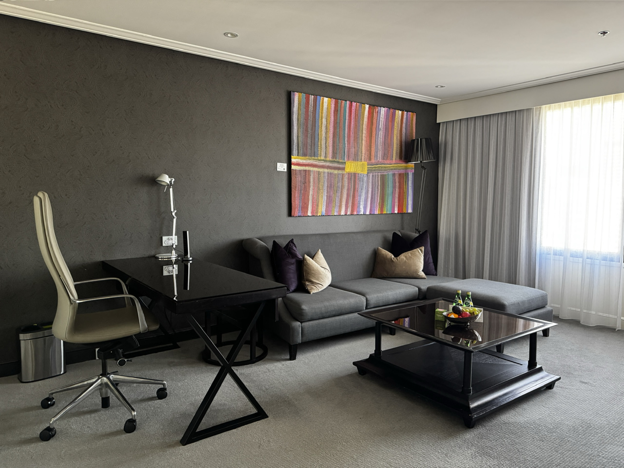 Our Signature Suite (2801) has a separate living area decorated with Aboriginal paintings.