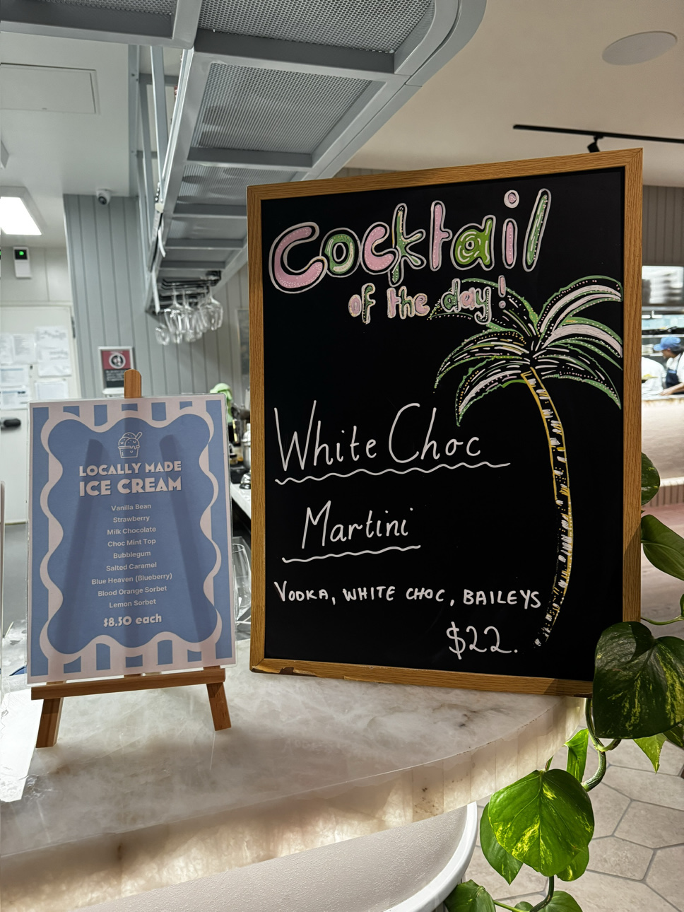 Trentham Waters Resort Cocktail board in Kokomo restaurant