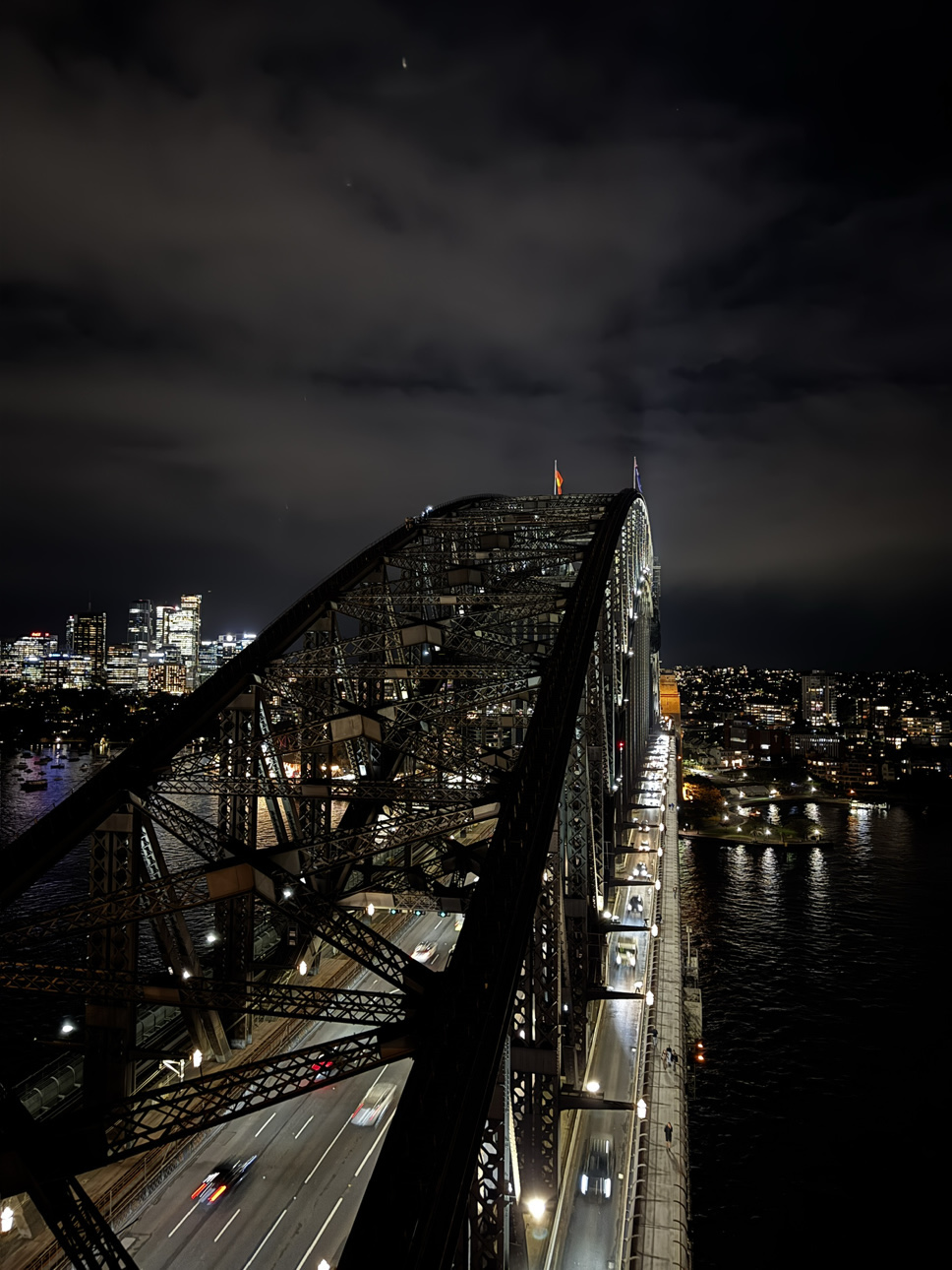 The bridge, viewed from SkyHouse in the south-east pylon.
